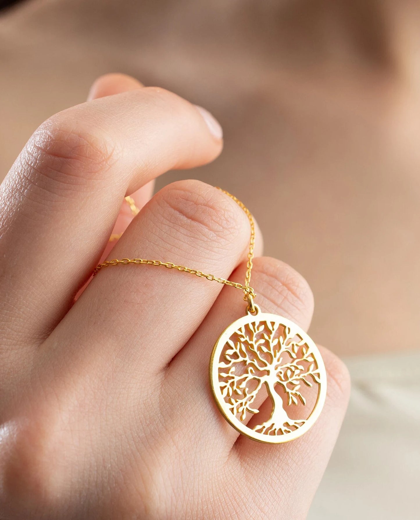 Bijoux Collier Arbre de Vie or Acier Inoxydable