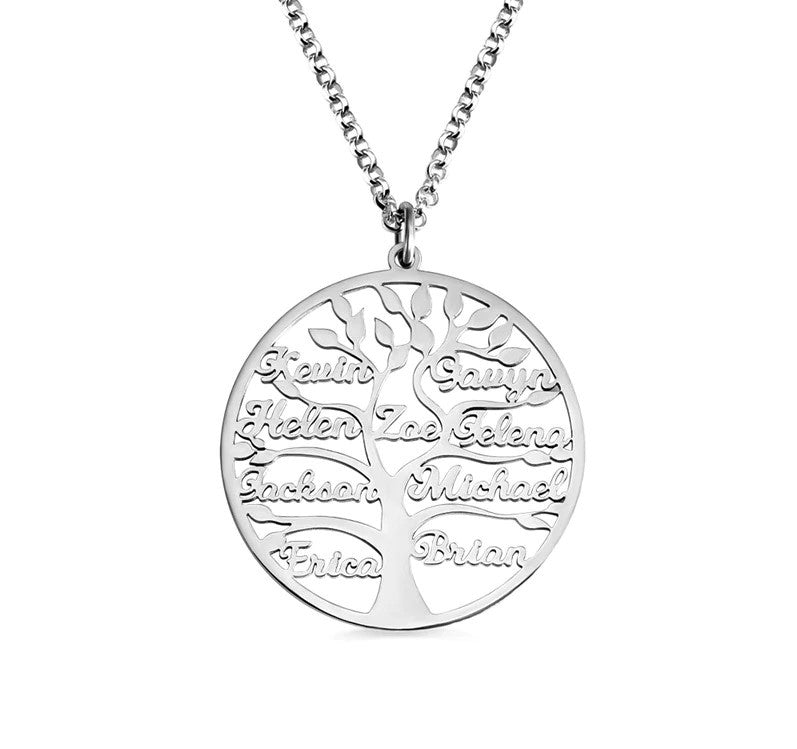 Collier Arbre de Vie Personnalisé Prénom Argent