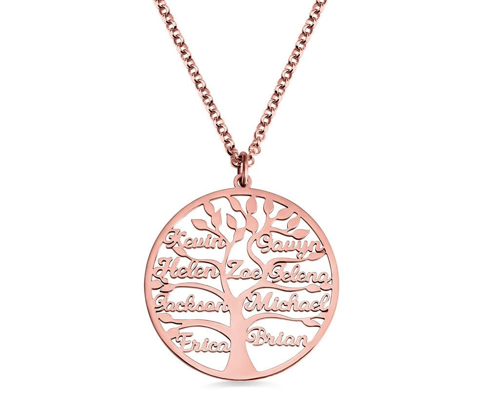Collier Arbre de Vie Personnalisé Prénom Rose Gold