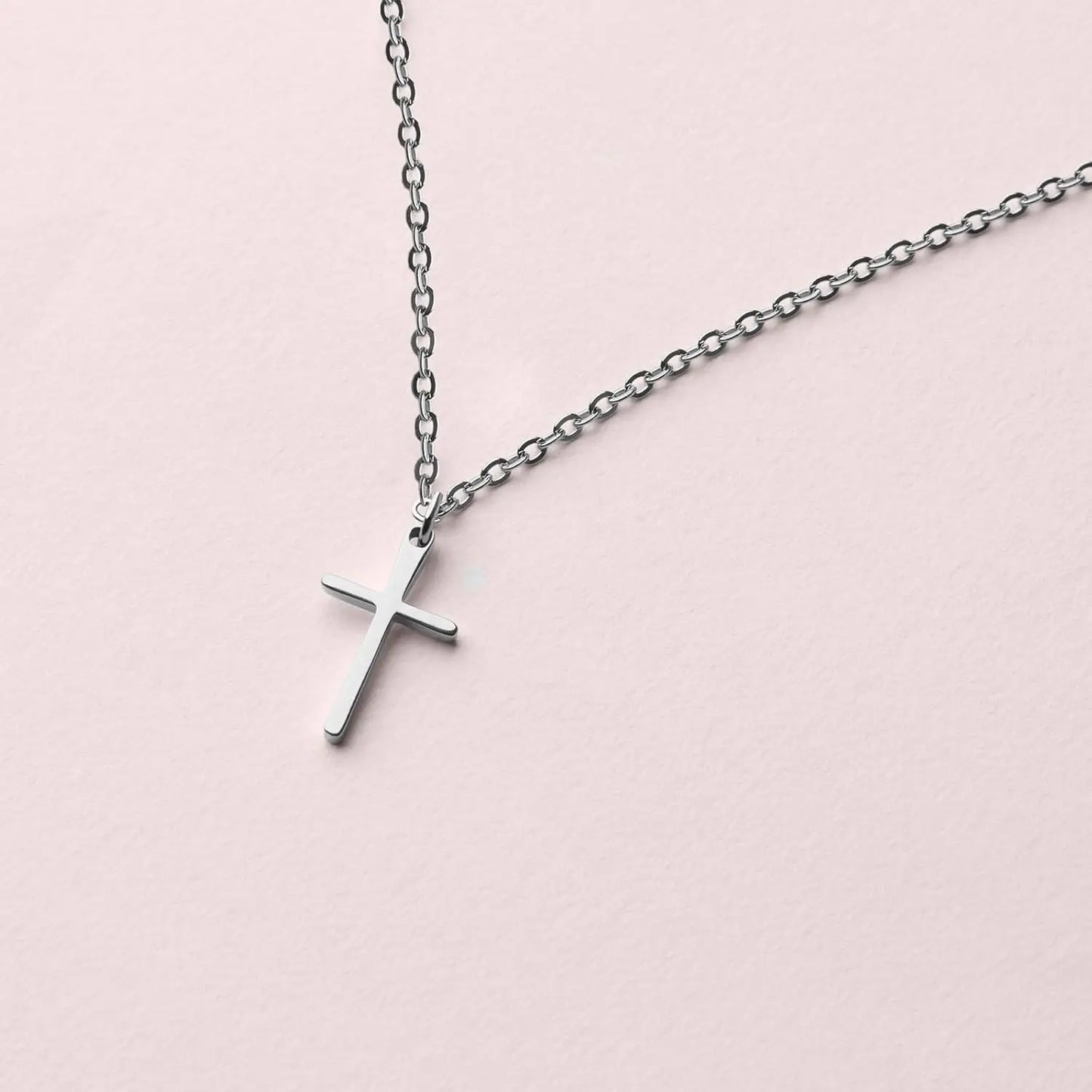 Collier Croix Argent en Acier Inoxydable