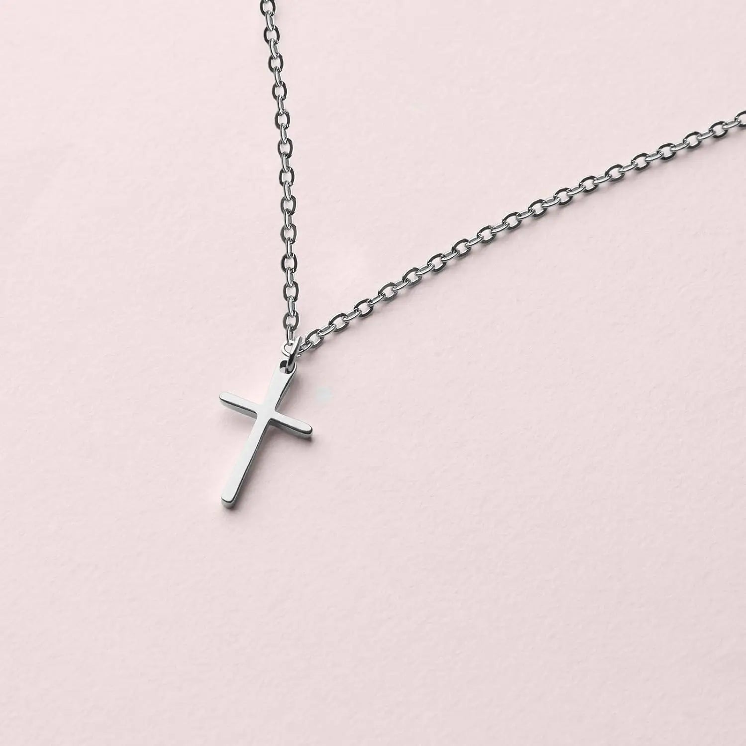 Collier Croix Argent en Acier Inoxydable