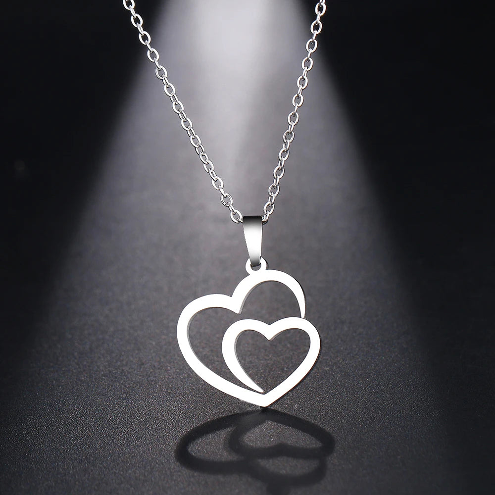 Collier Double Coeur argent