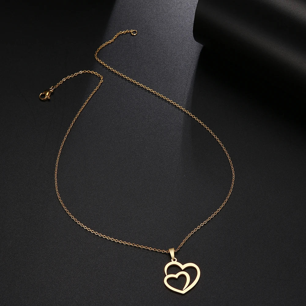 Collier Double Coeur plaqué or