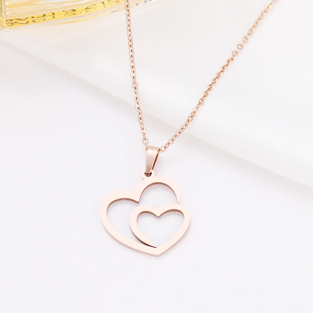 Collier Double Coeur rose gold