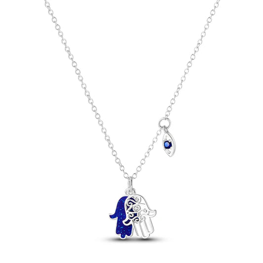 Collier Hamsa Argent 925 avec Oeil Bleu
