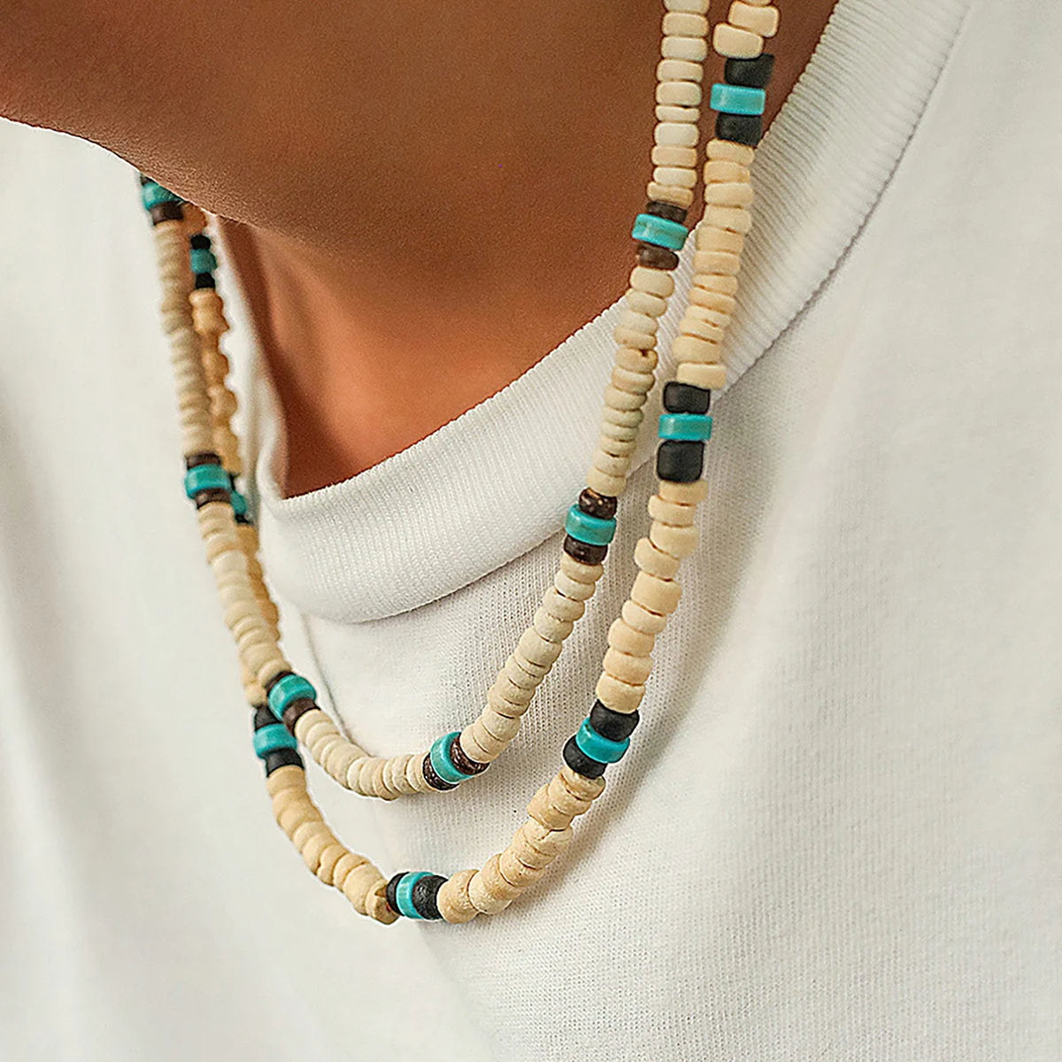 Collier Heishi Blanc pour homme