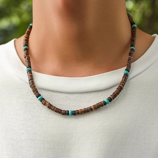 Collier Homme Perle Plate Surfeur