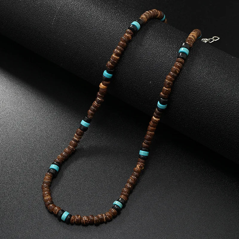 Collier Homme Perle marron Surfeur