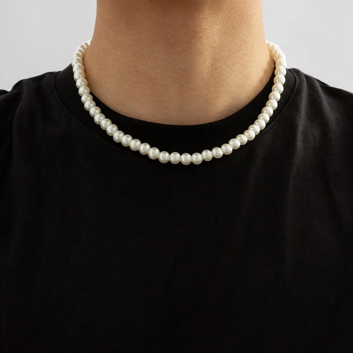 Collier Perle Blanche pour Homme