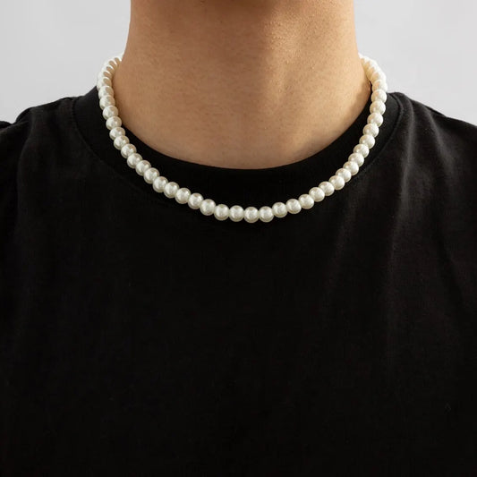 Collier Perle Blanche pour Homme