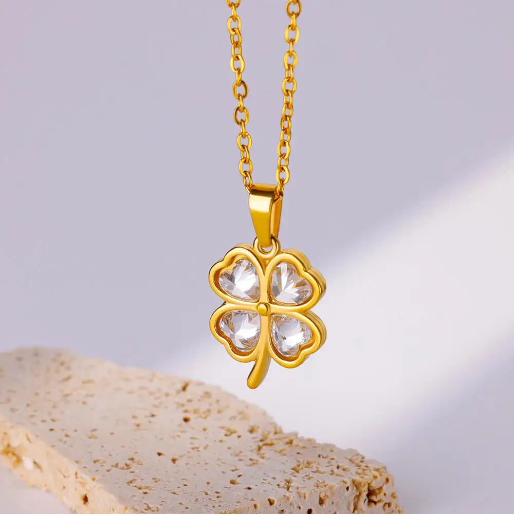 Collier Trèfle Nacre Or Femme