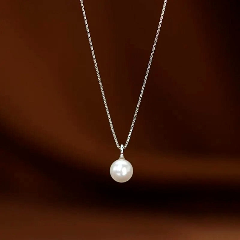 Collier Argent 925 avec Une Perle Blanche