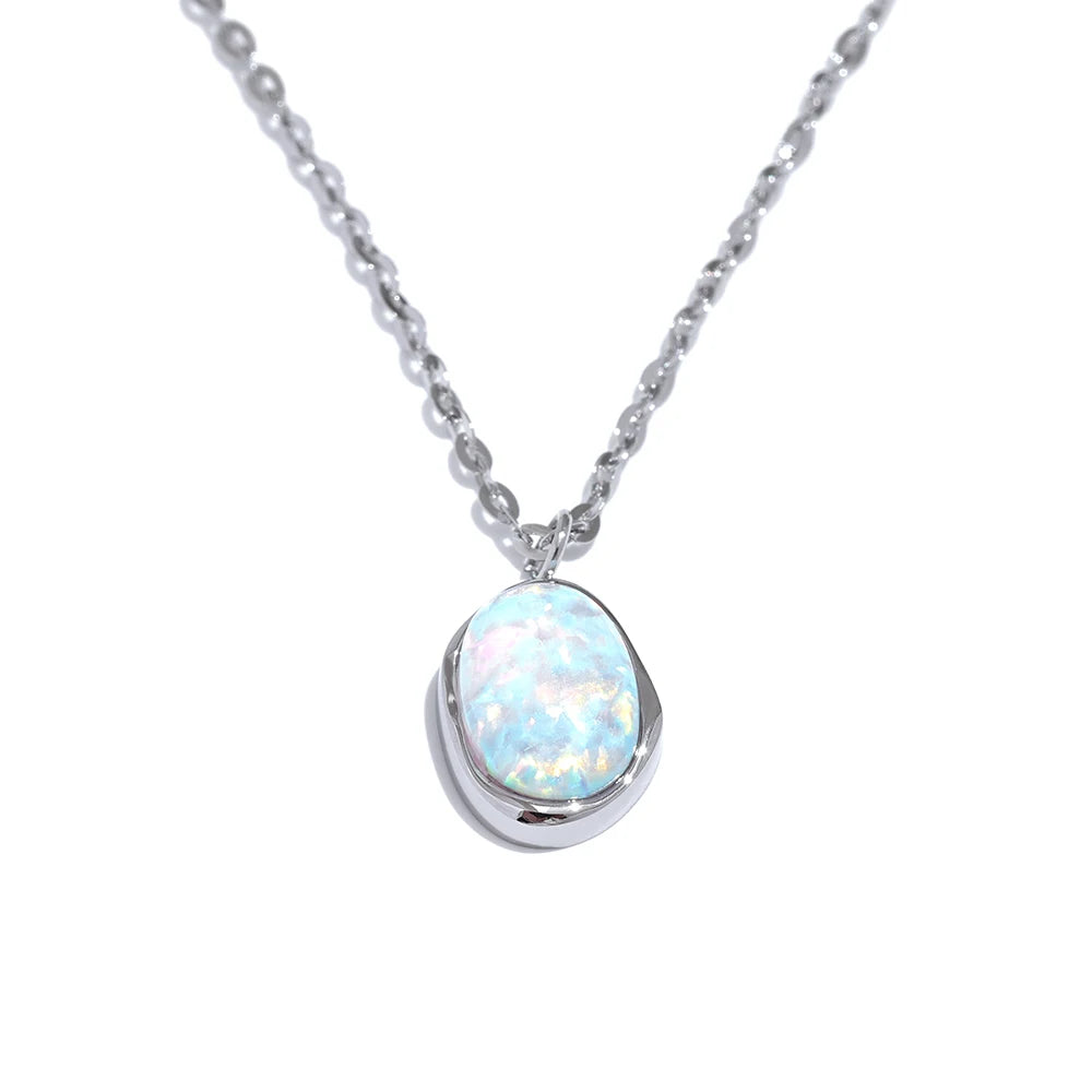Pierre de Lune Collier Femme Argent