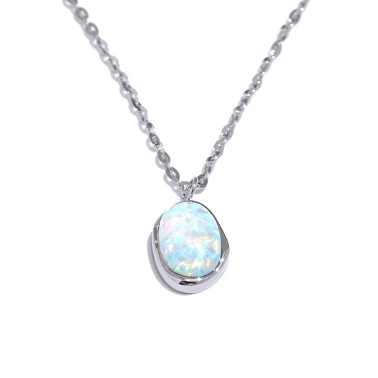 Pierre de Lune Collier Femme Argent