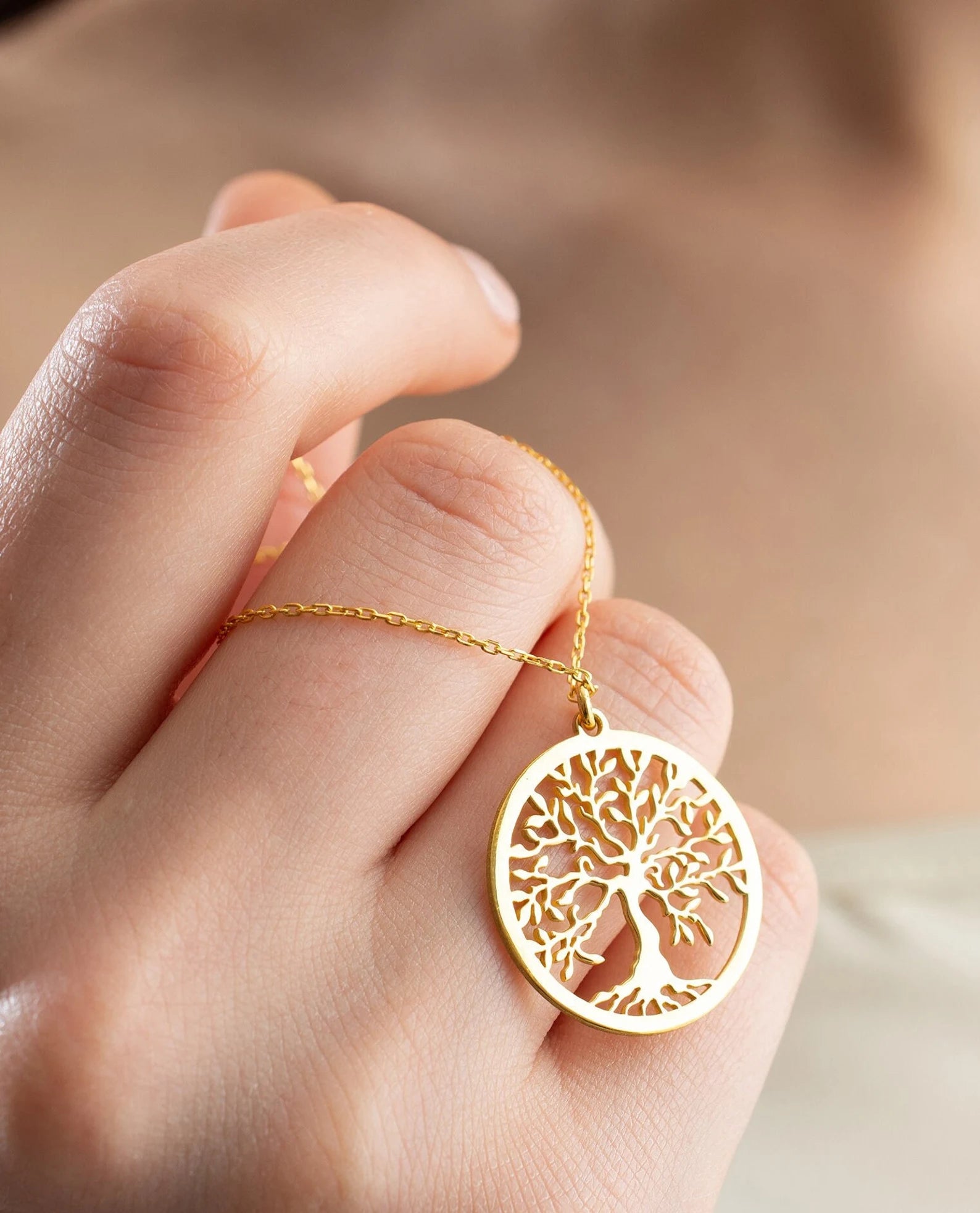 Bijoux Collier Arbre de Vie or Acier Inoxydable