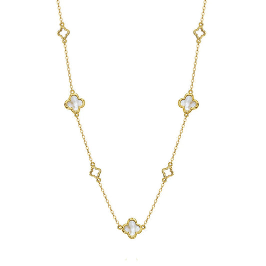 Collier Nacre Trèfle plaqué or 18k