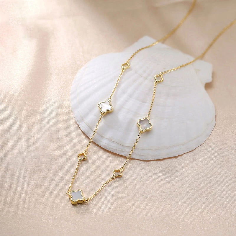 Collier Nacre Trèfle or