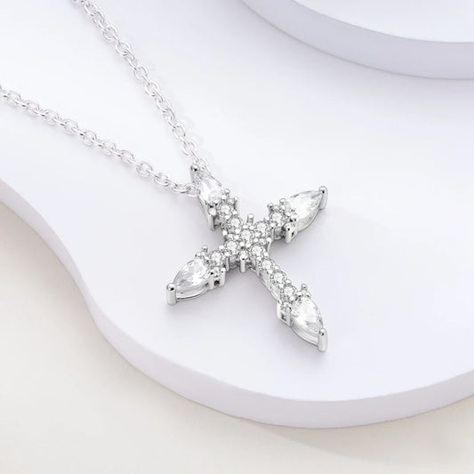 Collier Croix Diamant Zircon en Argent 925