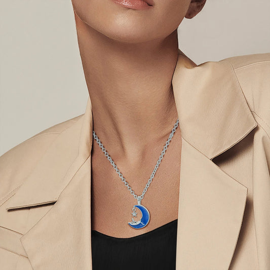 Collier Demi Lune Bleu pour Femme