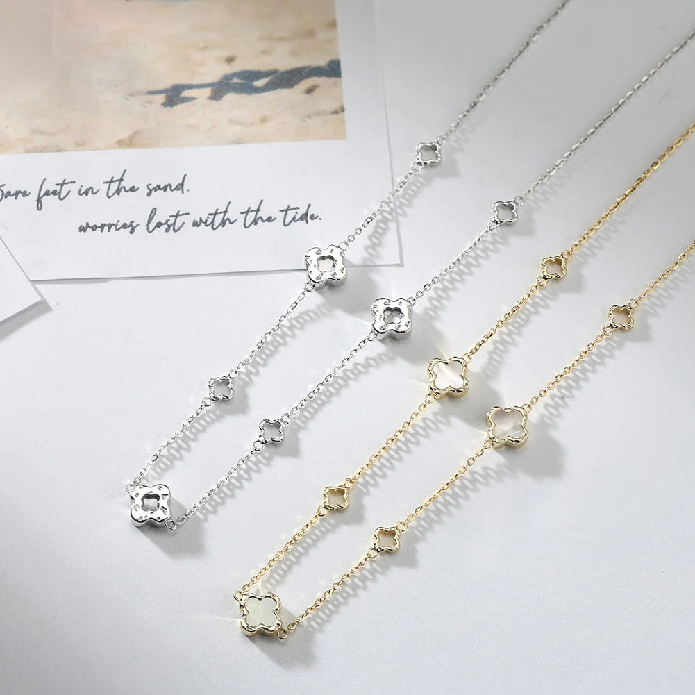 Collier Nacre Trèfle argent 925 ou plaqué or 18k