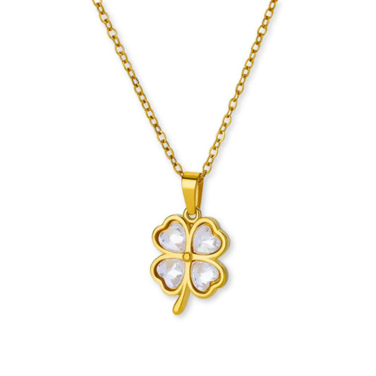Collier Trèfle Nacre Or